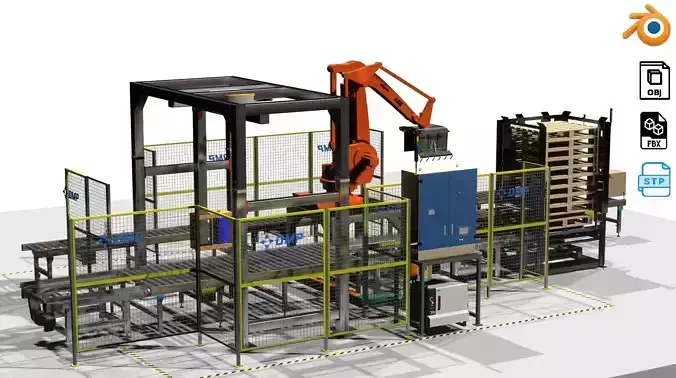 FULL Line Robot Palletizer Industrial - DMP Project  ABB 660