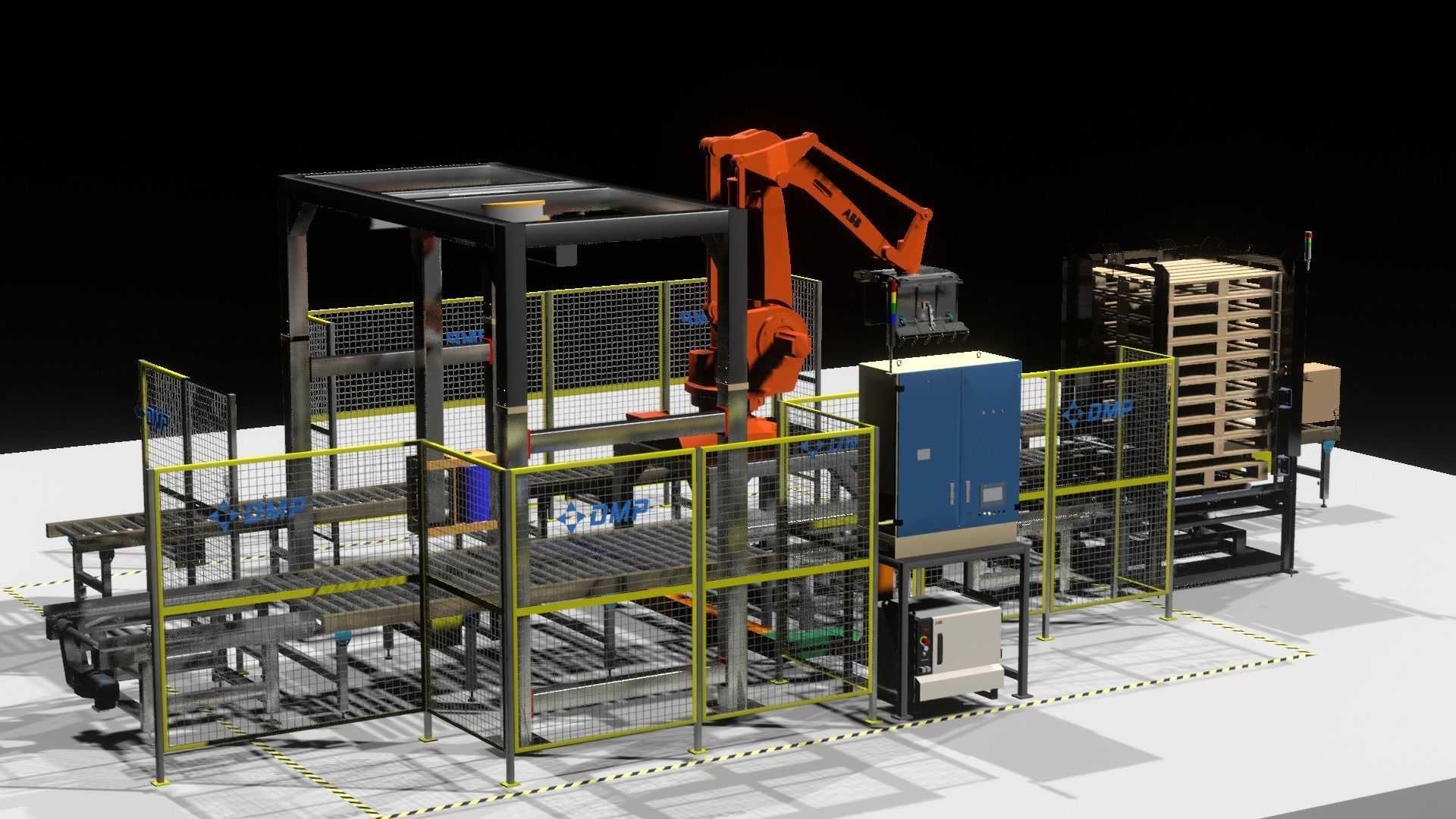FULL Line Robot Palletizer Industrial - DMP Project  ABB 660 Low-poly 3D model_3