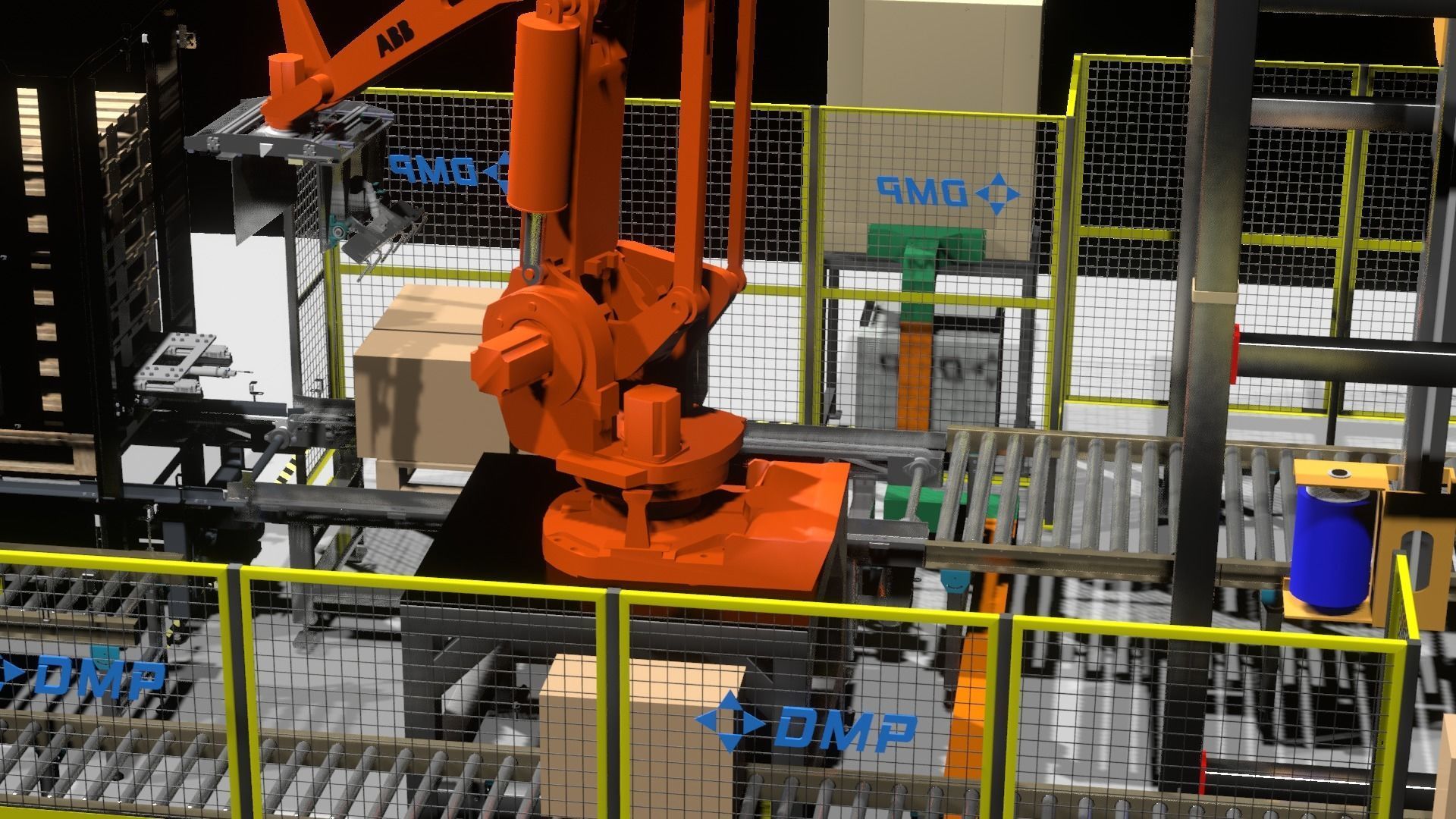 FULL Line Robot Palletizer Industrial - DMP Project  ABB 660 Low-poly 3D model_7