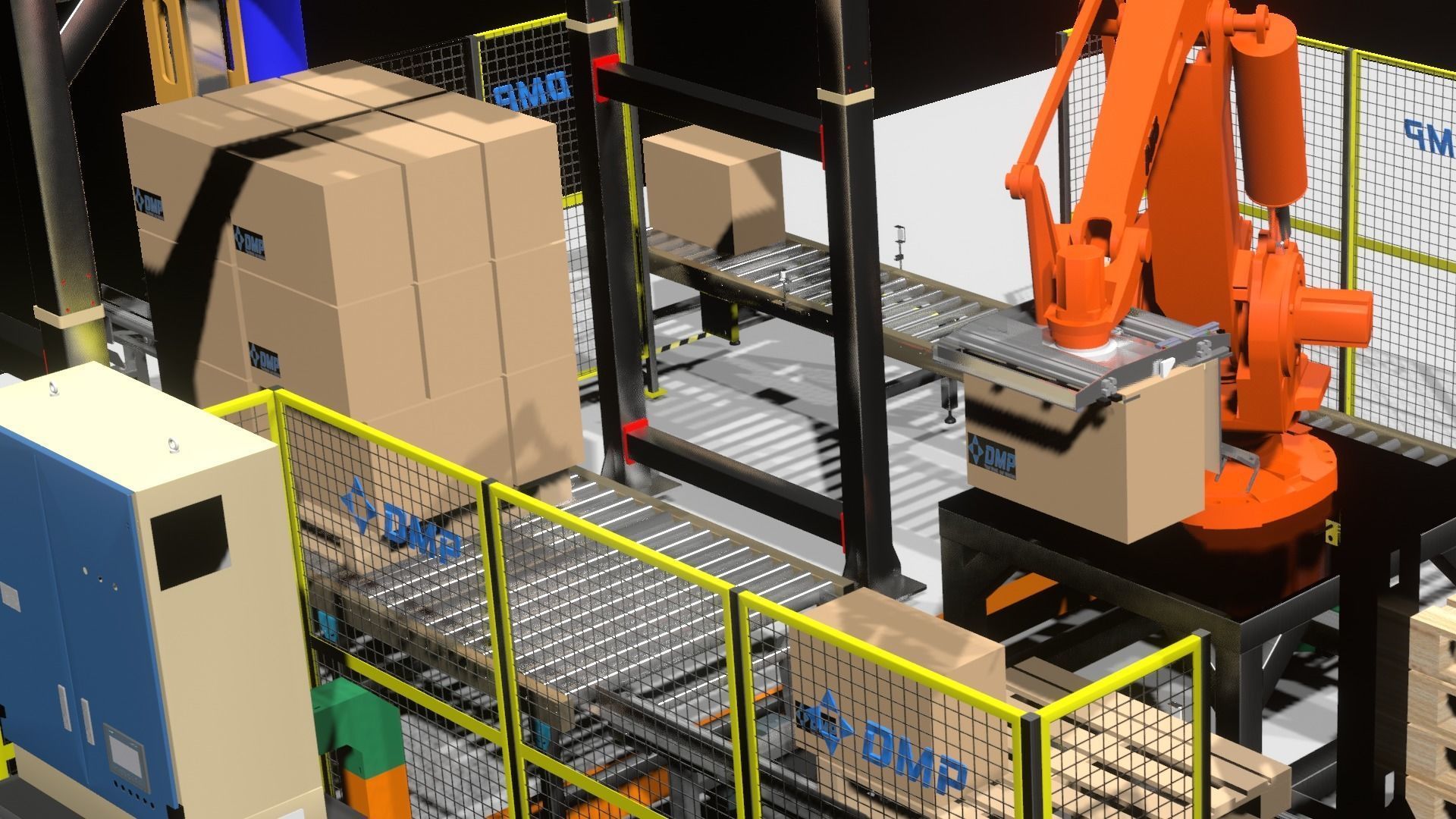 FULL Line Robot Palletizer Industrial - DMP Project  ABB 660 Low-poly 3D model_2