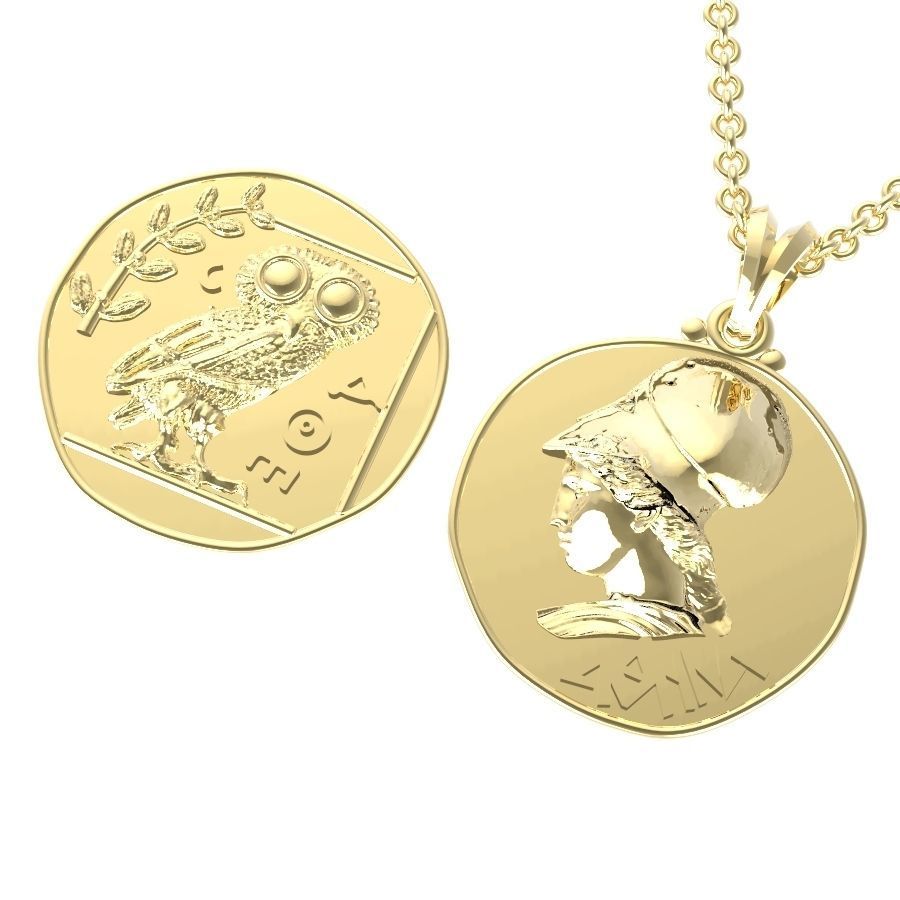 double sided pendant Athena two options 3D print model_12