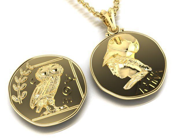 double sided pendant Athena two options 3D print model_11