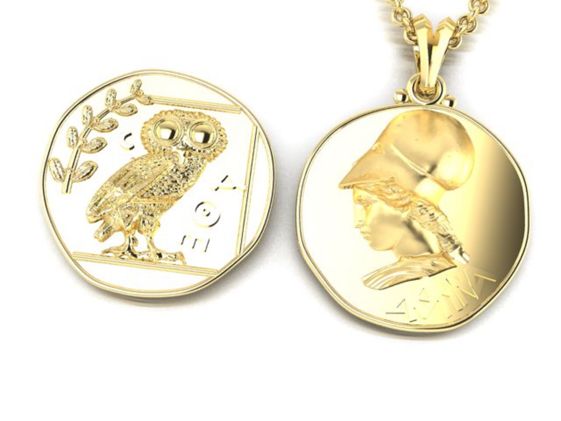 double sided pendant Athena two options 3D print model_1