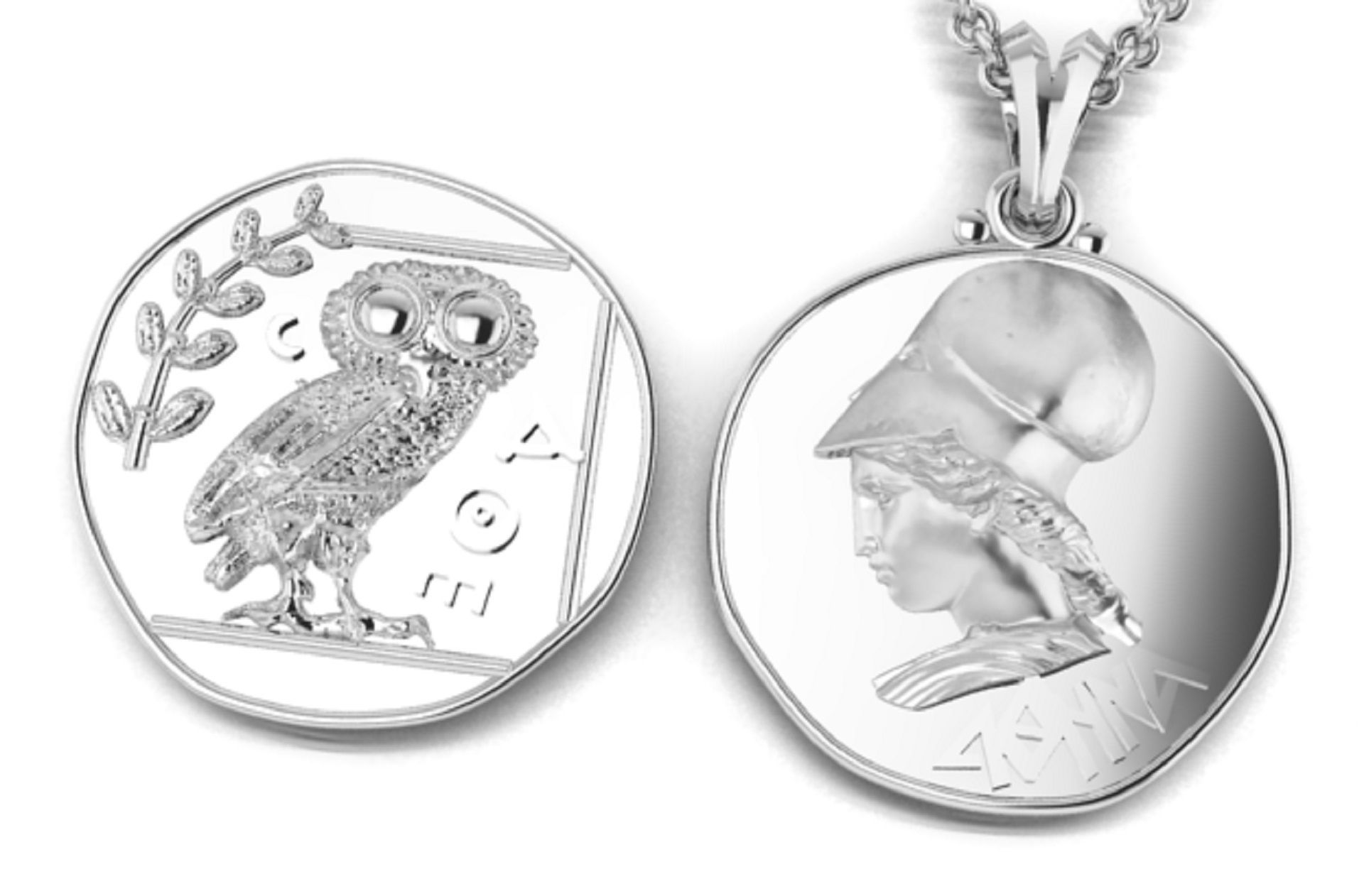 double sided pendant Athena two options 3D print model_3