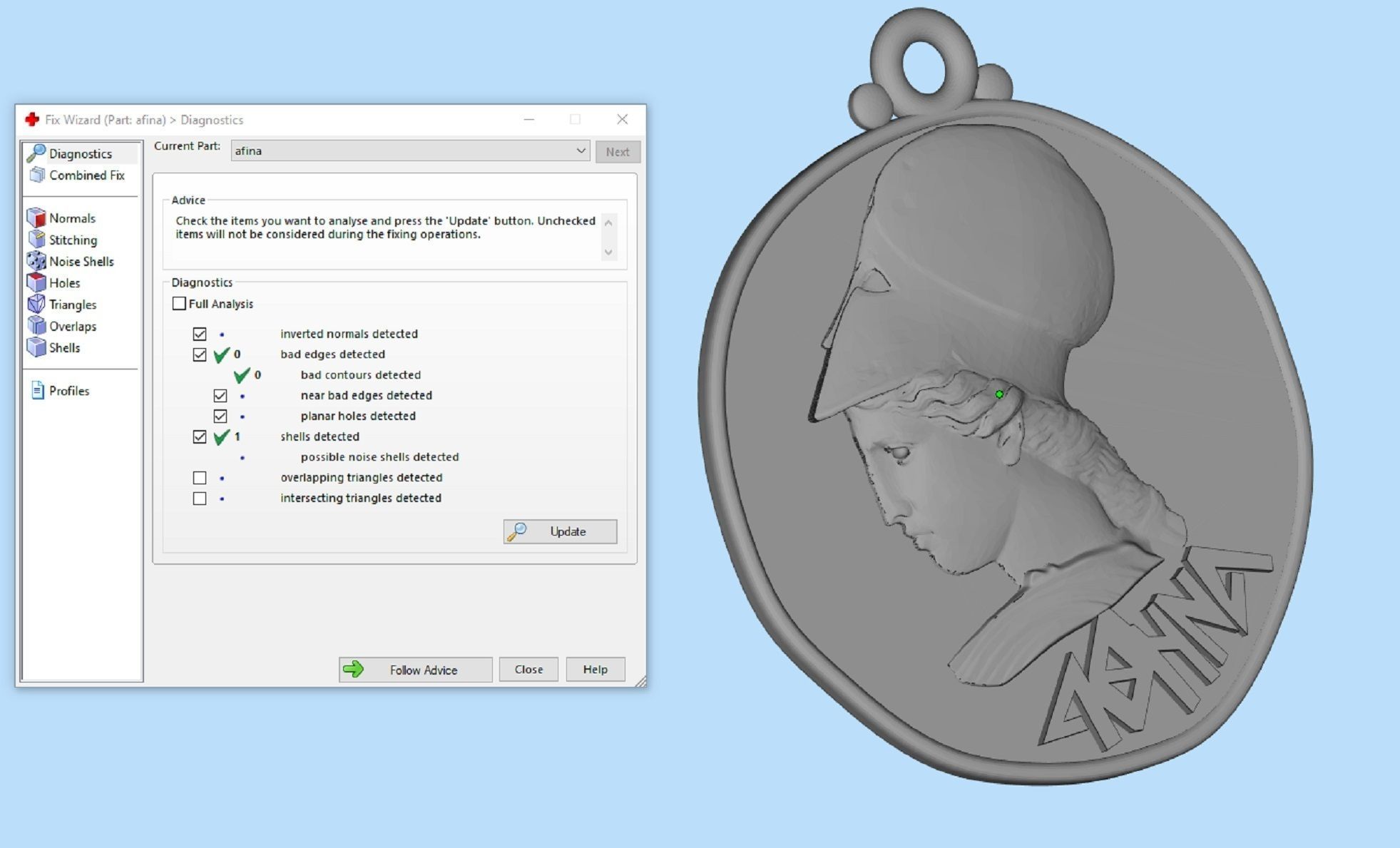 double sided pendant Athena two options 3D print model_8