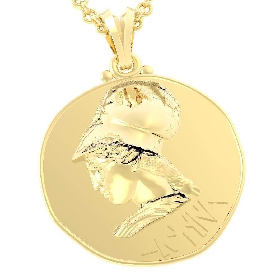 double sided pendant Athena two options 3D print model_13