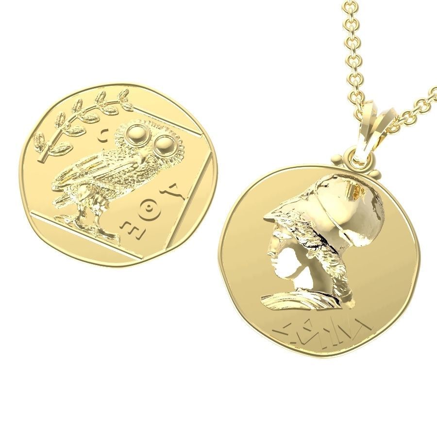 double sided pendant Athena two options 3D print model_10