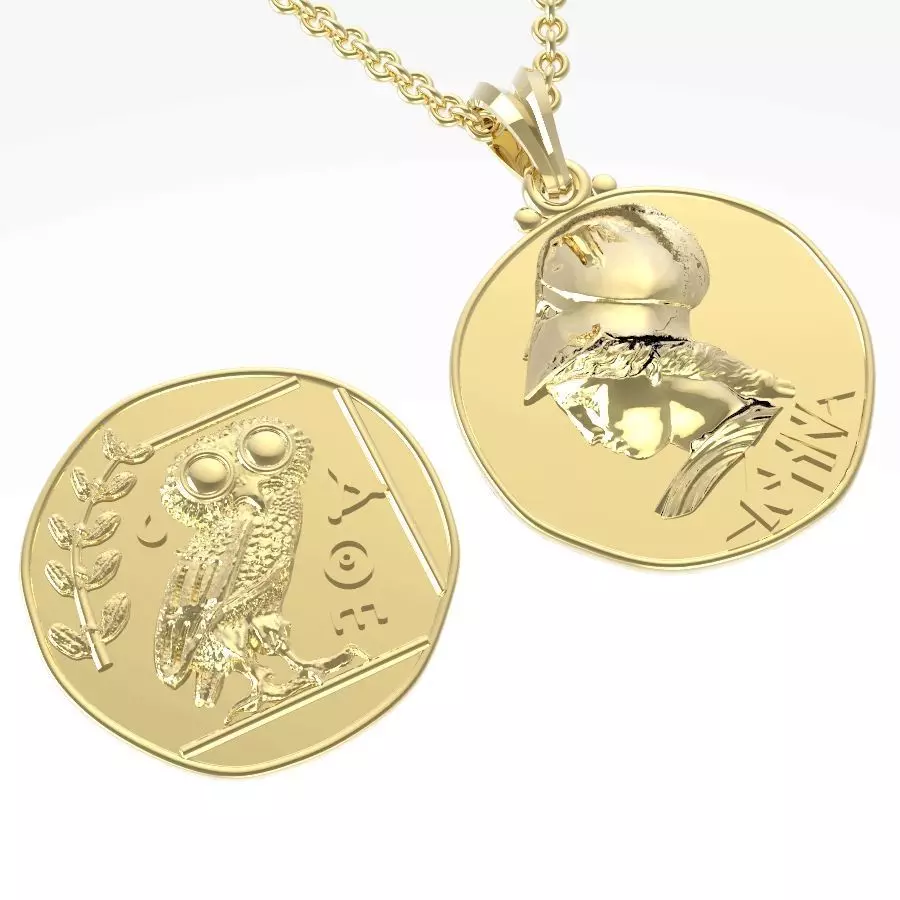 double sided pendant Athena two options 3D print model_0