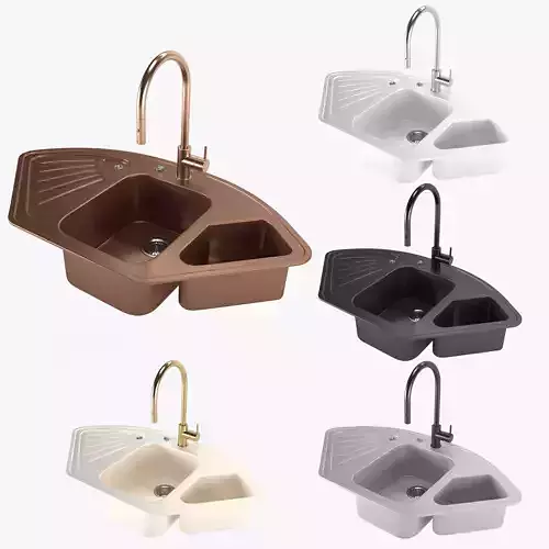 Stella Delta Sink with Franke Kitchen Mixer 3D model