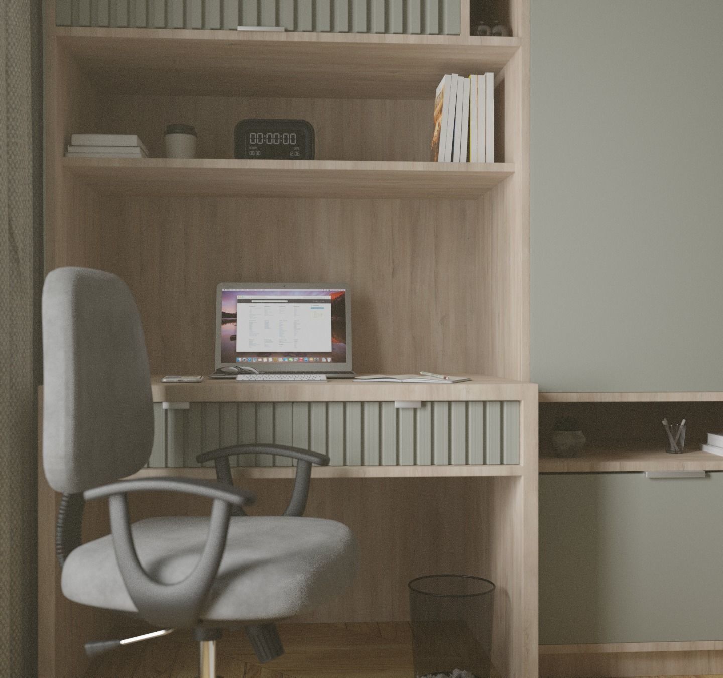 Workspace interior design 3D model_8