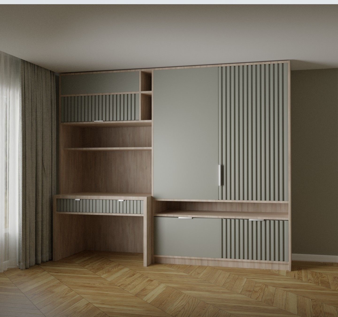 Workspace interior design 3D model_4