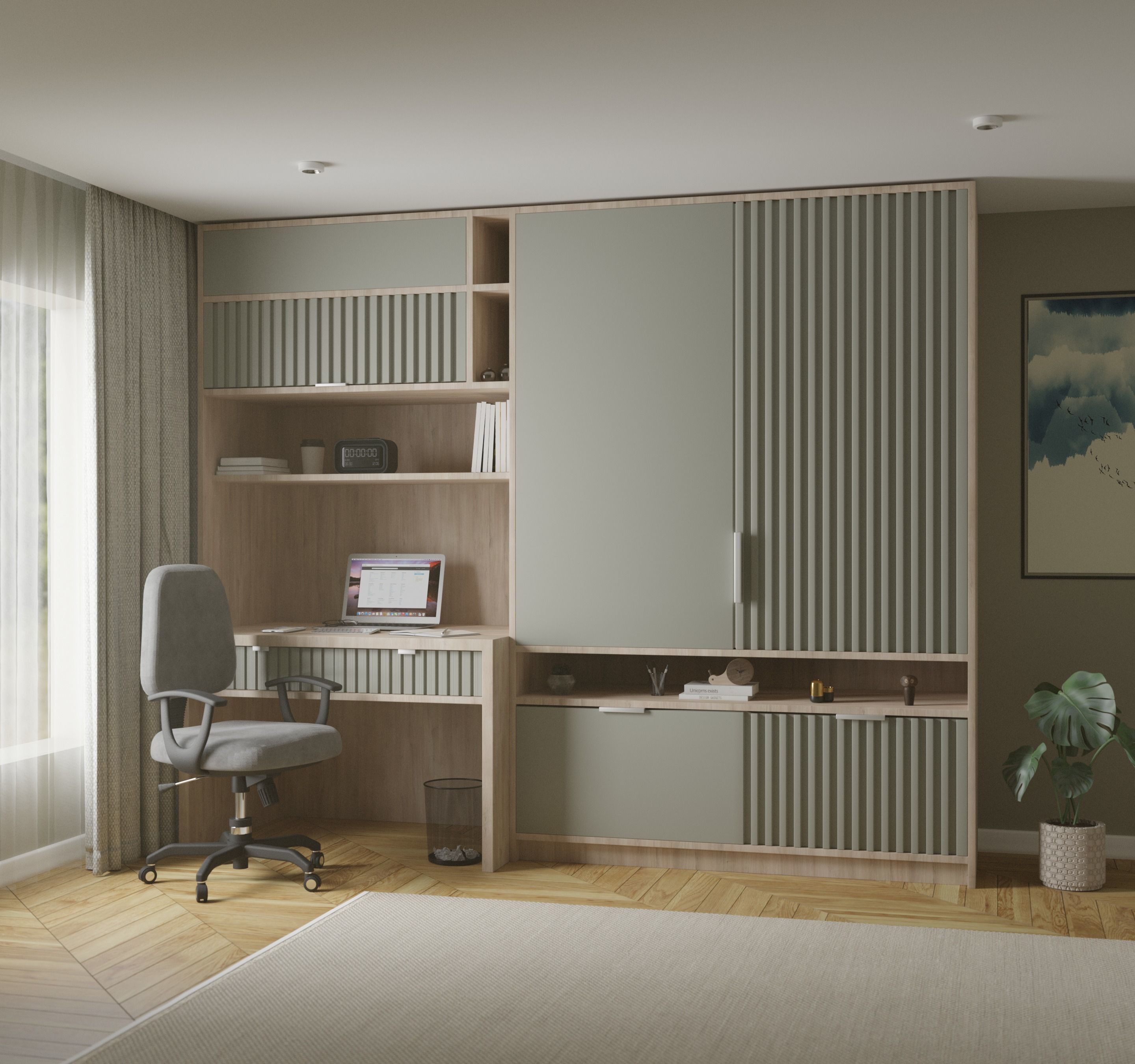 Workspace interior design 3D model_3