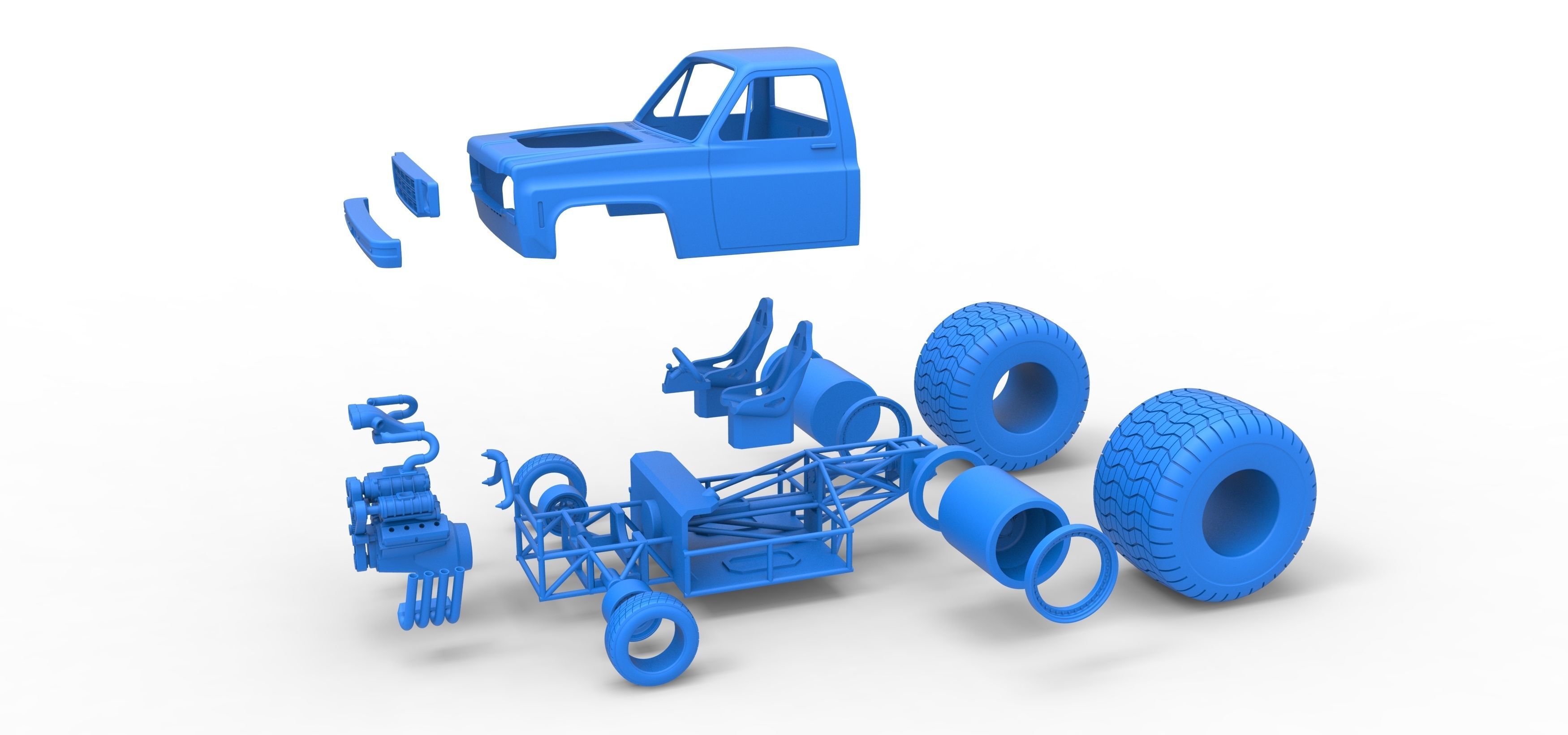 Concept dragster truck Scale 1 to 25 3D print model_31