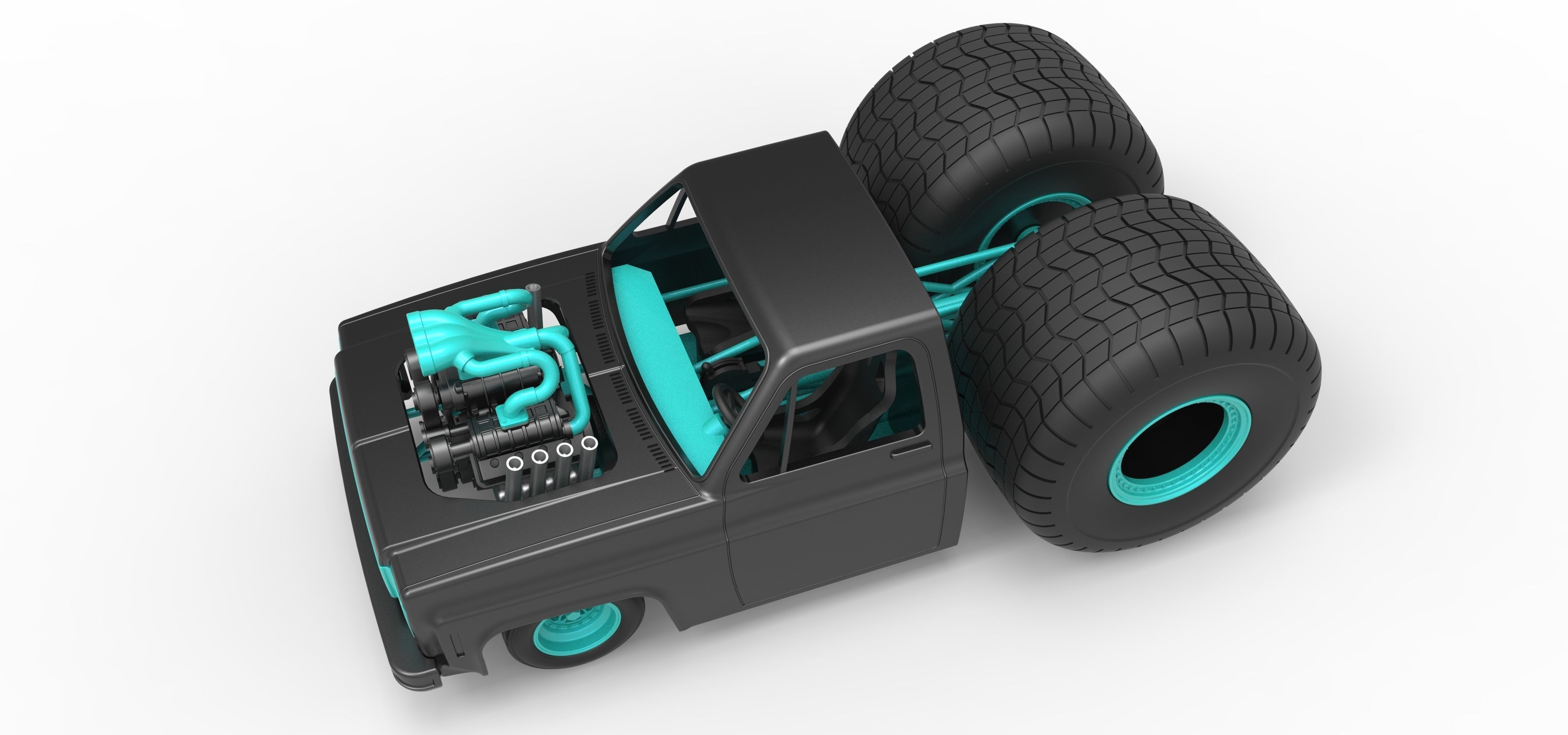 Concept dragster truck Scale 1 to 25 3D print model_3