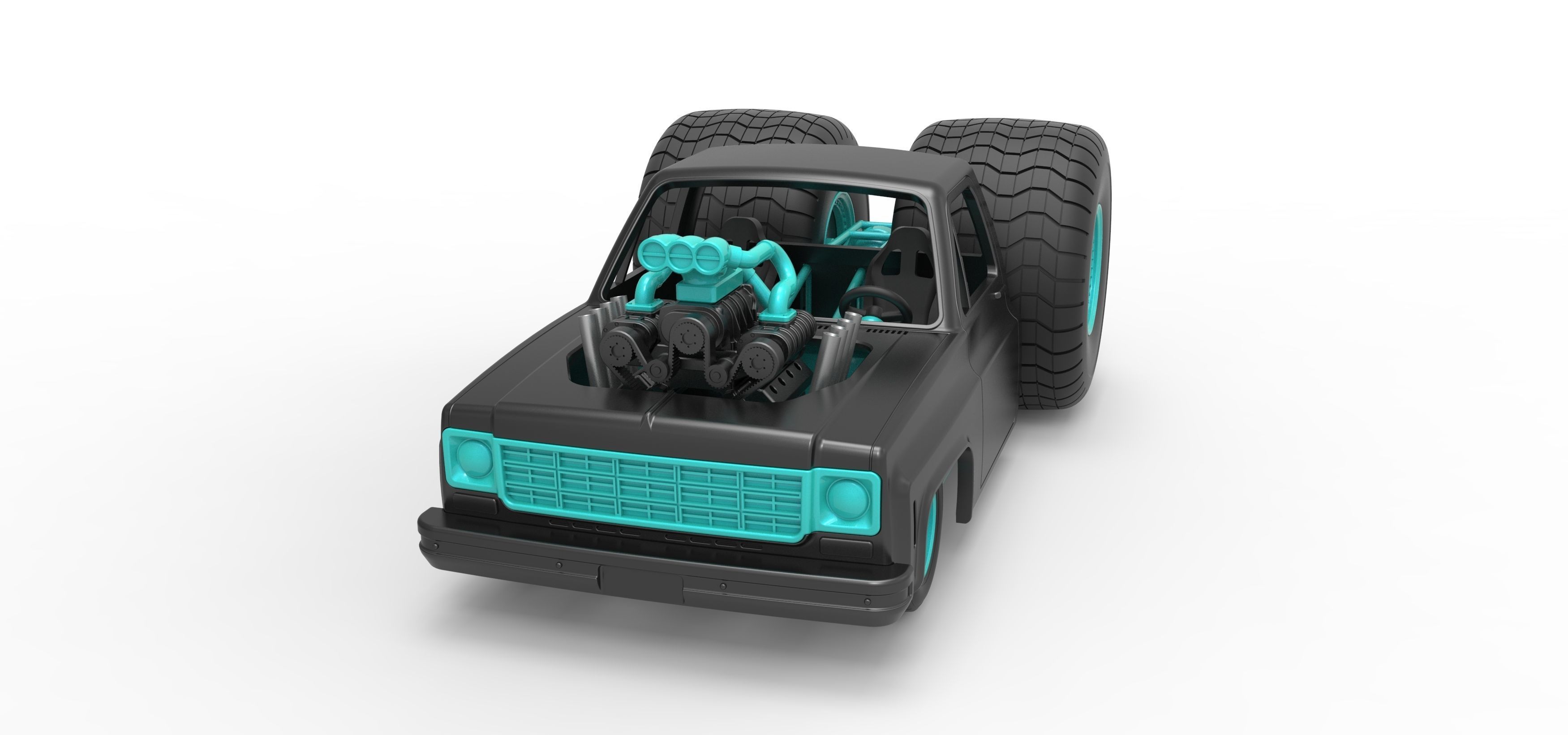 Concept dragster truck Scale 1 to 25 3D print model_4