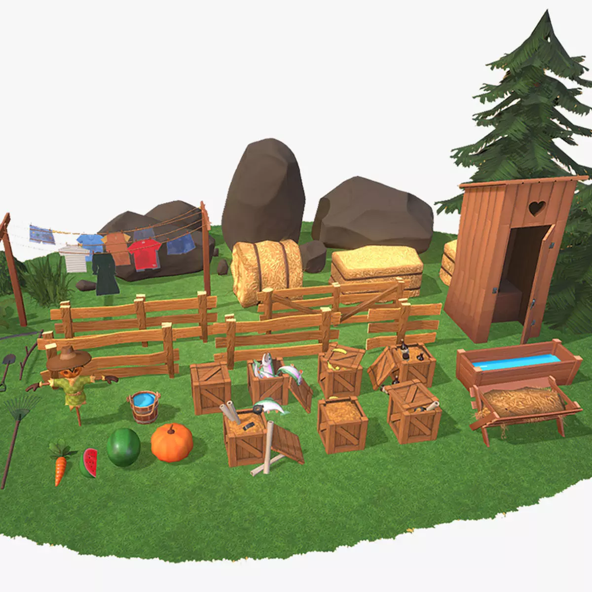 Cartoon Farm Assetpack Low-poly 3D model_0