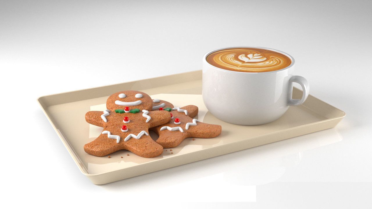 Gingerbread and Coffee 3D model_1