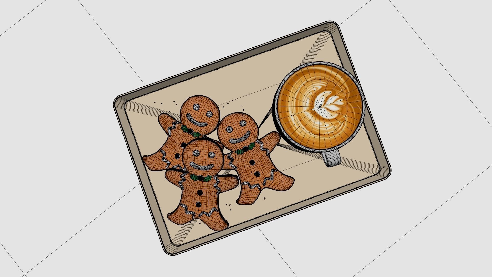Gingerbread and Coffee 3D model_5
