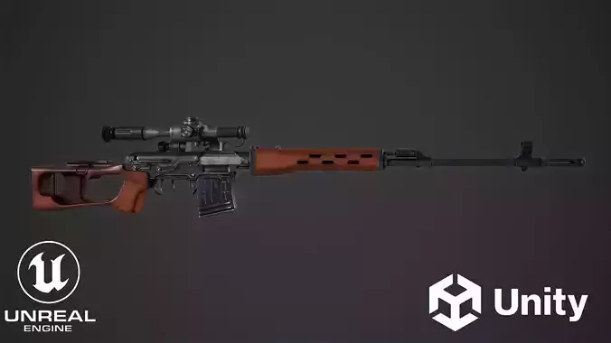 SVD Dangerous Sniper Rifle  Low-poly 3D model