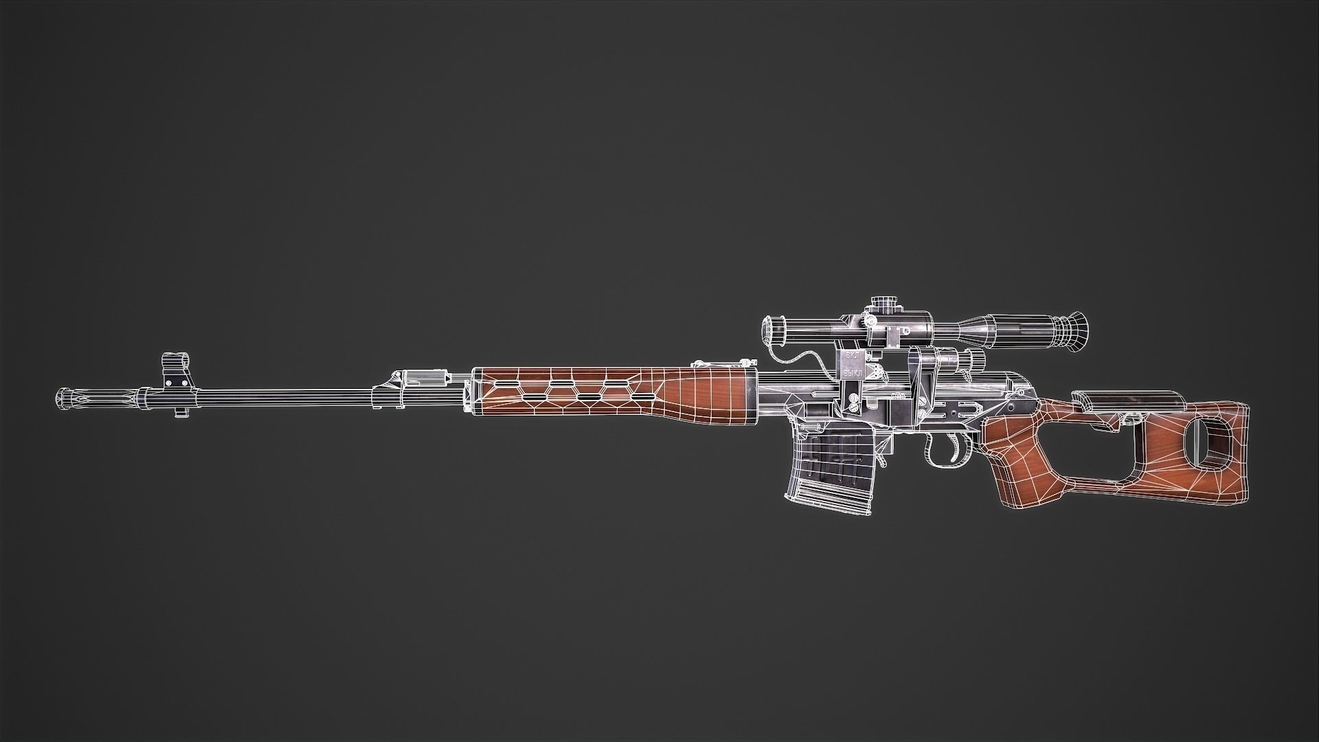 SVD Dangerous Sniper Rifle  Low-poly 3D model_4