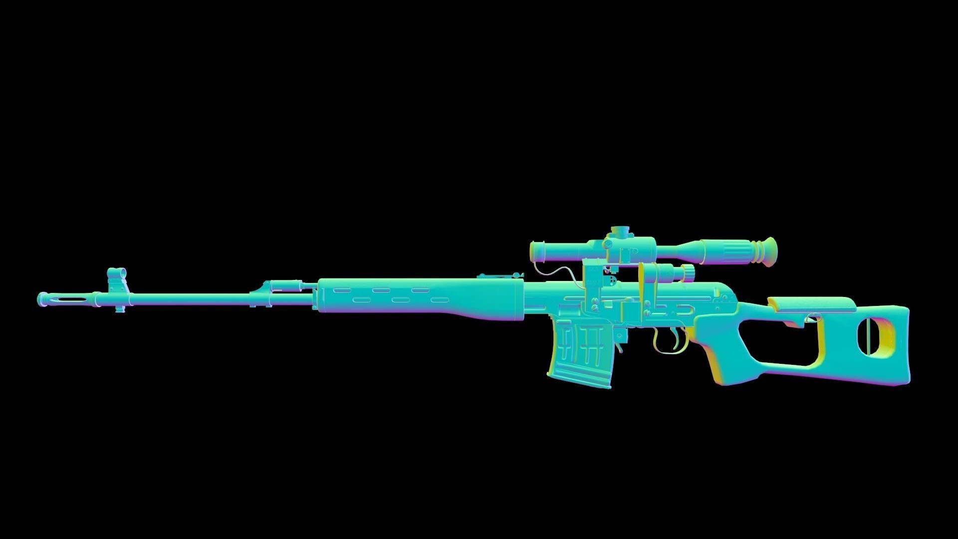 SVD Dangerous Sniper Rifle  Low-poly 3D model_33