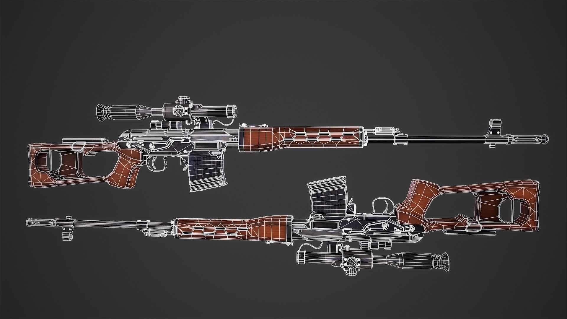 SVD Dangerous Sniper Rifle  Low-poly 3D model_3
