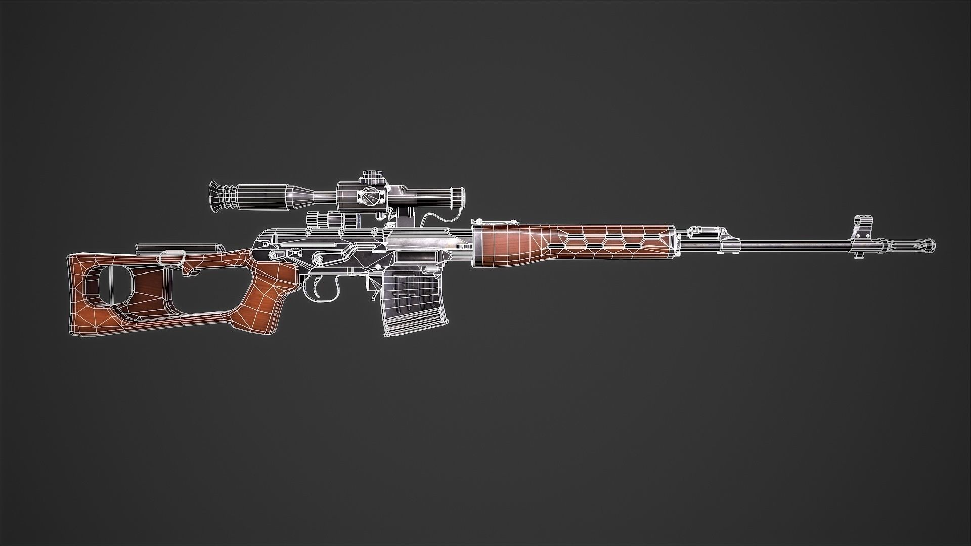 SVD Dangerous Sniper Rifle  Low-poly 3D model_7