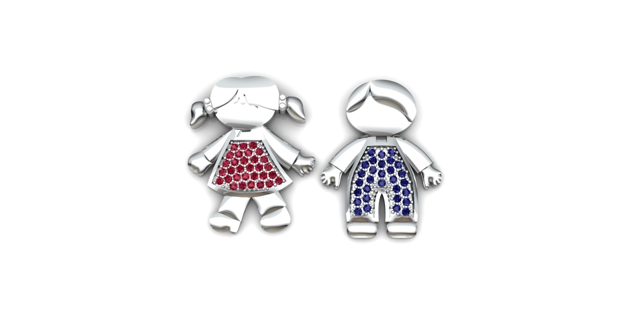 Boy and Girl Pendant 3D print model_3