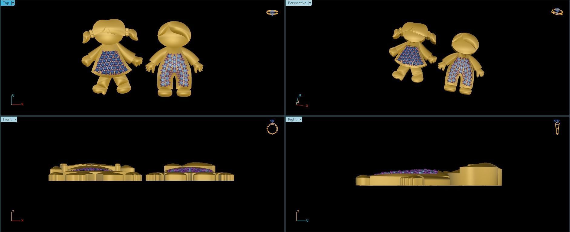 Boy and Girl Pendant 3D print model_9