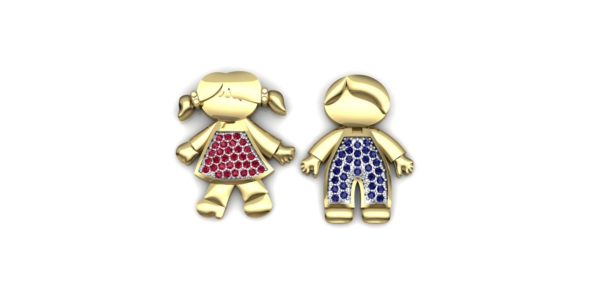 Boy and Girl Pendant 3D print model_4
