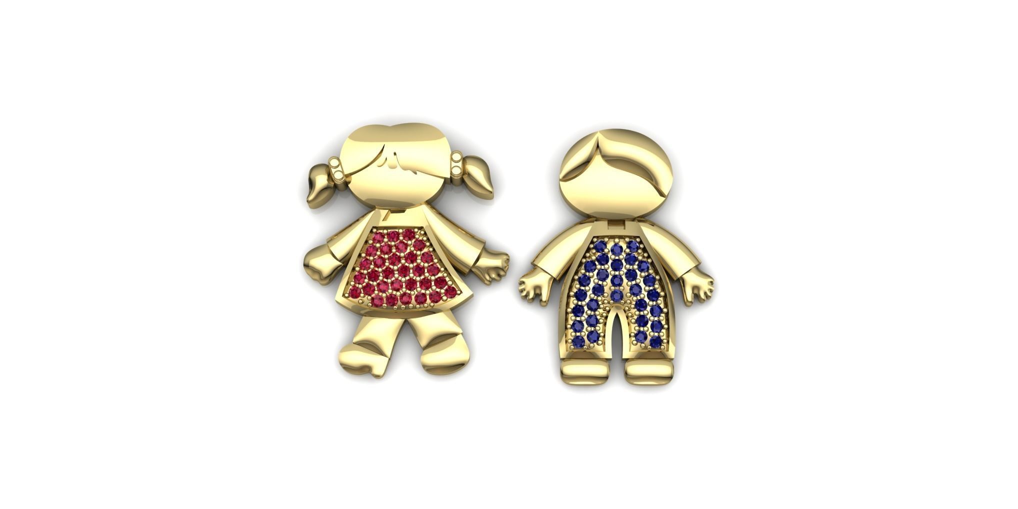 Boy and Girl Pendant 3D print model_2