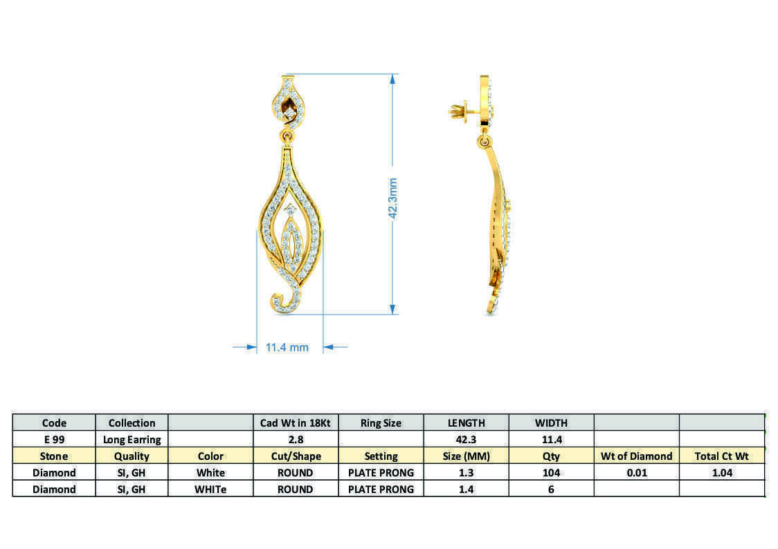 Women Long Earrings 3dm stl 3mf obj glb gltf render details 3D print model_12