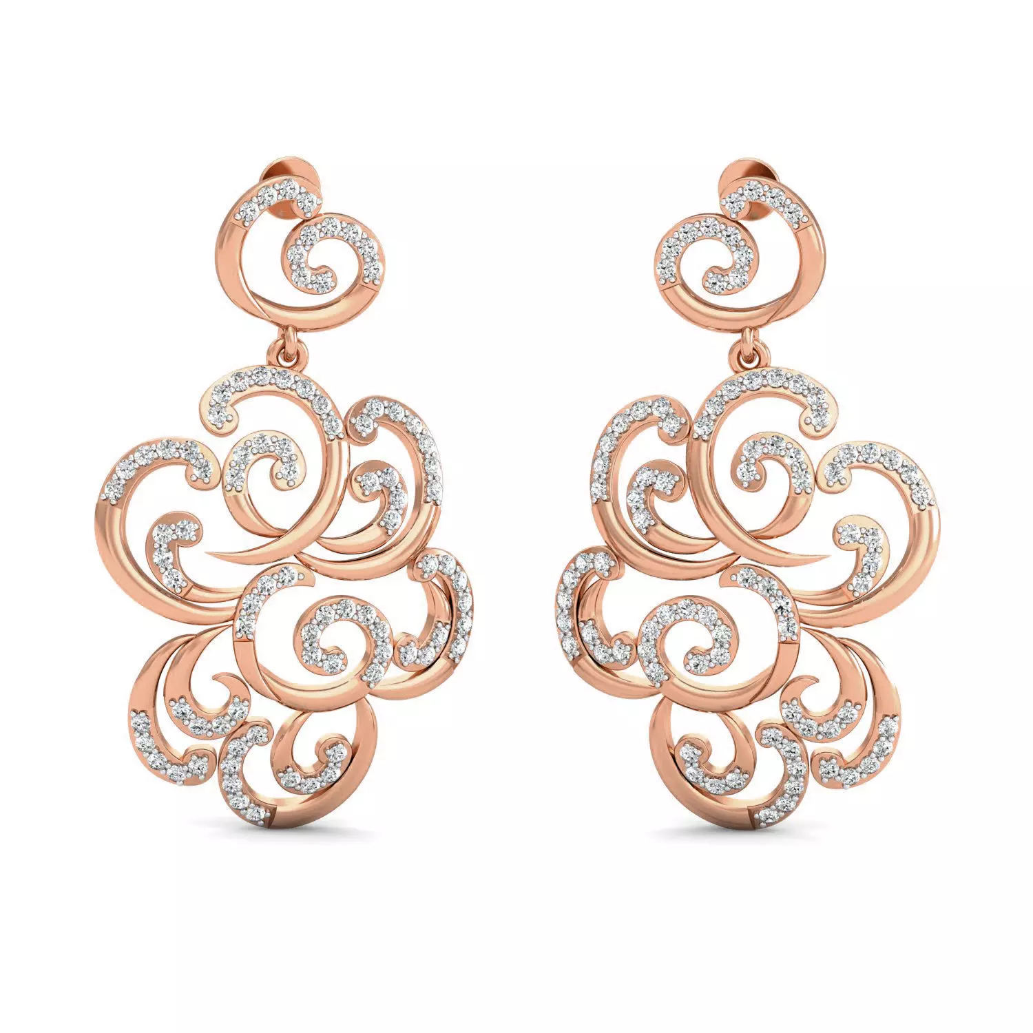 Women Long Earrings 3dm stl 3mf obj glb gltf render details 3D print model_0