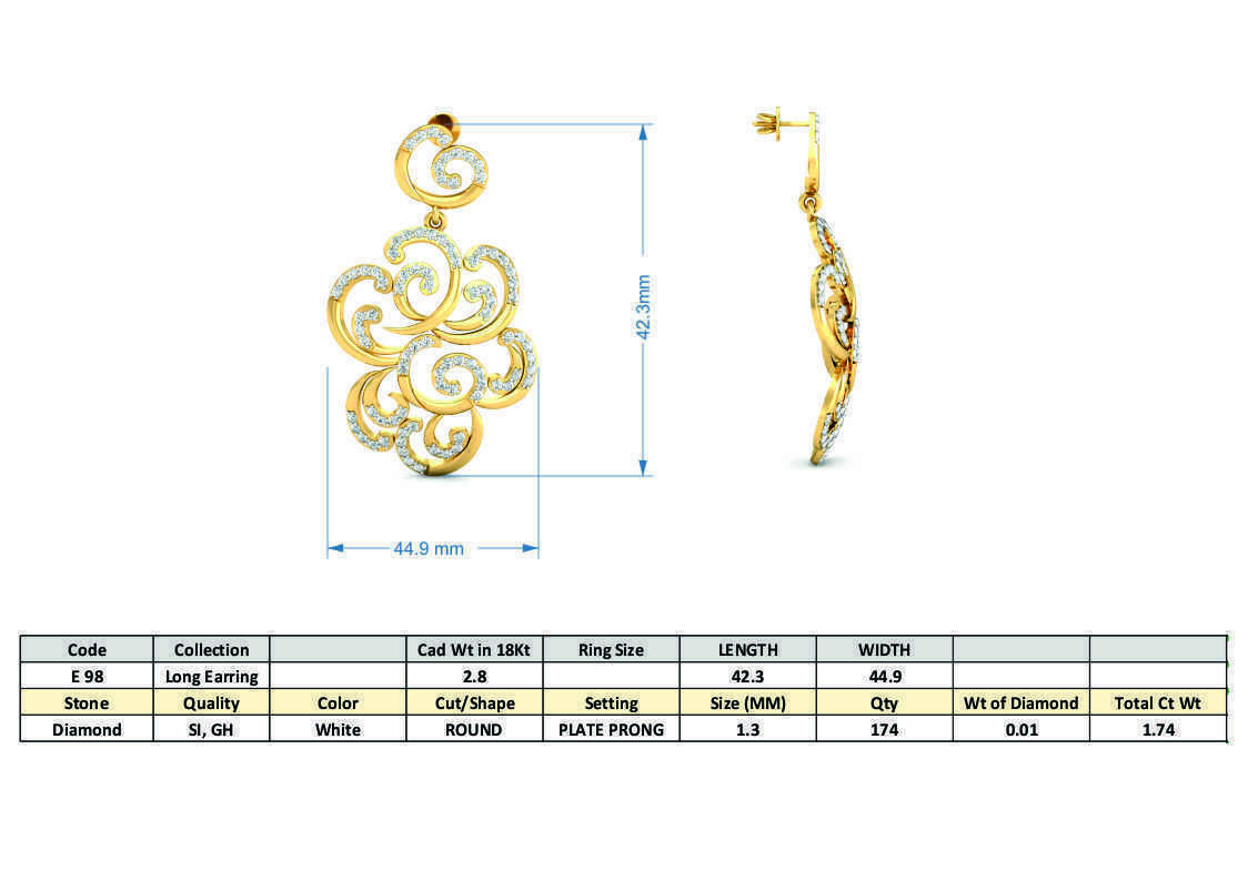 Women Long Earrings 3dm stl 3mf obj glb gltf render details 3D print model_12