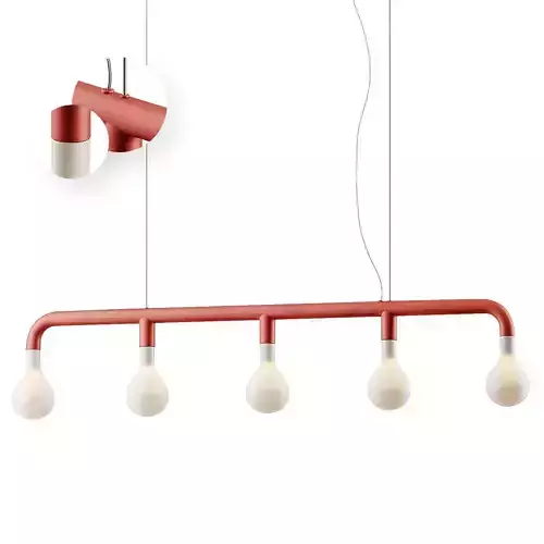 Chromed and Matte Red Pom Pom 5 Linear Pendant from Calligaris 3D model