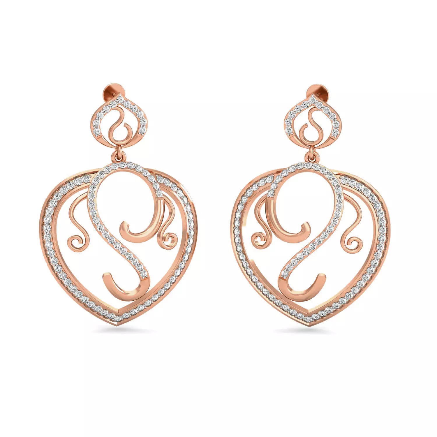 Women Long Earrings 3dm stl 3mf obj glb gltf render details 3D print model_0