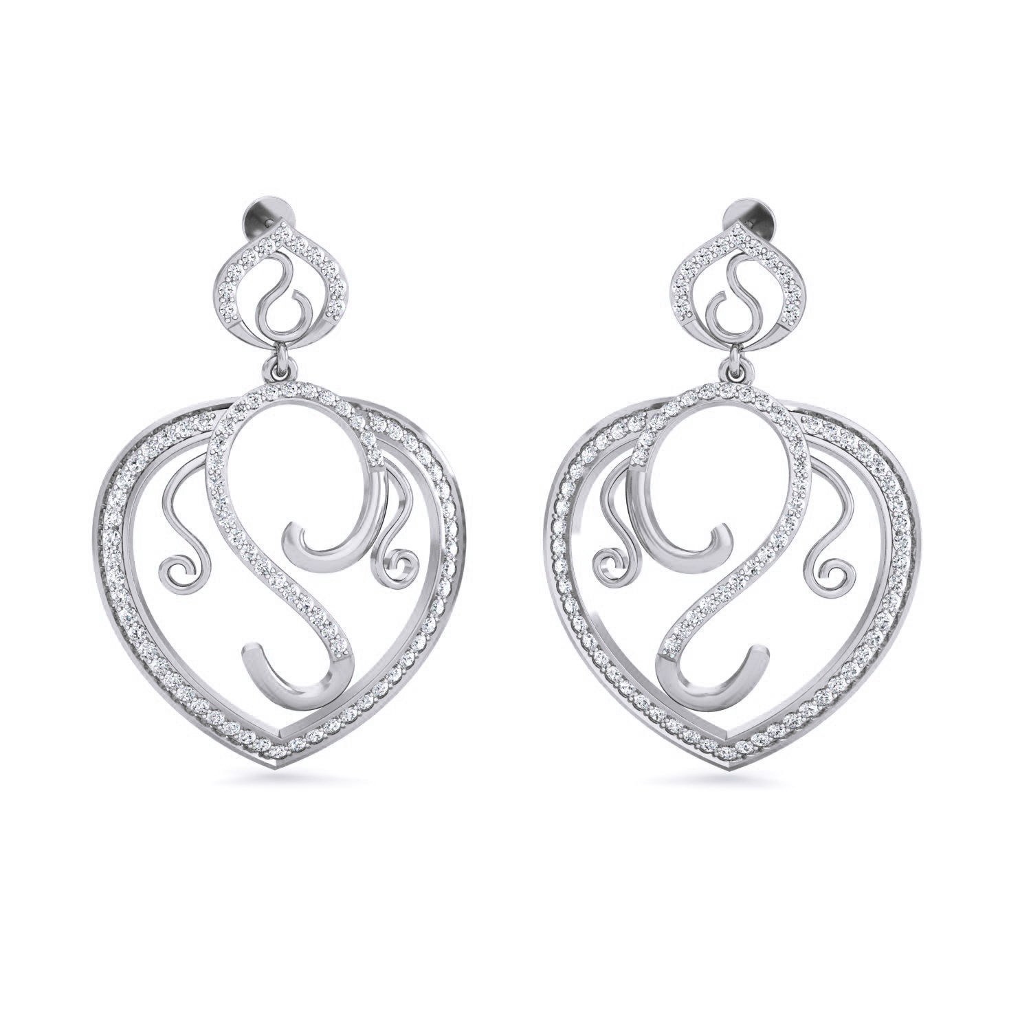 Women Long Earrings 3dm stl 3mf obj glb gltf render details 3D print model_3