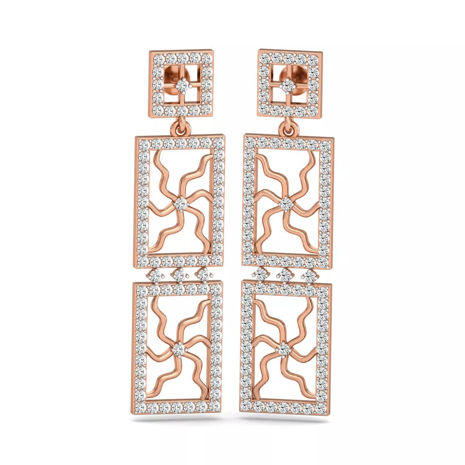 Women Long Earrings 3dm stl 3mf obj glb gltf render details 3D print model_0