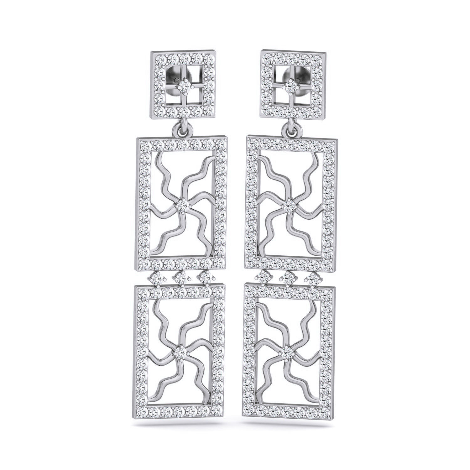 Women Long Earrings 3dm stl 3mf obj glb gltf render details 3D print model_3