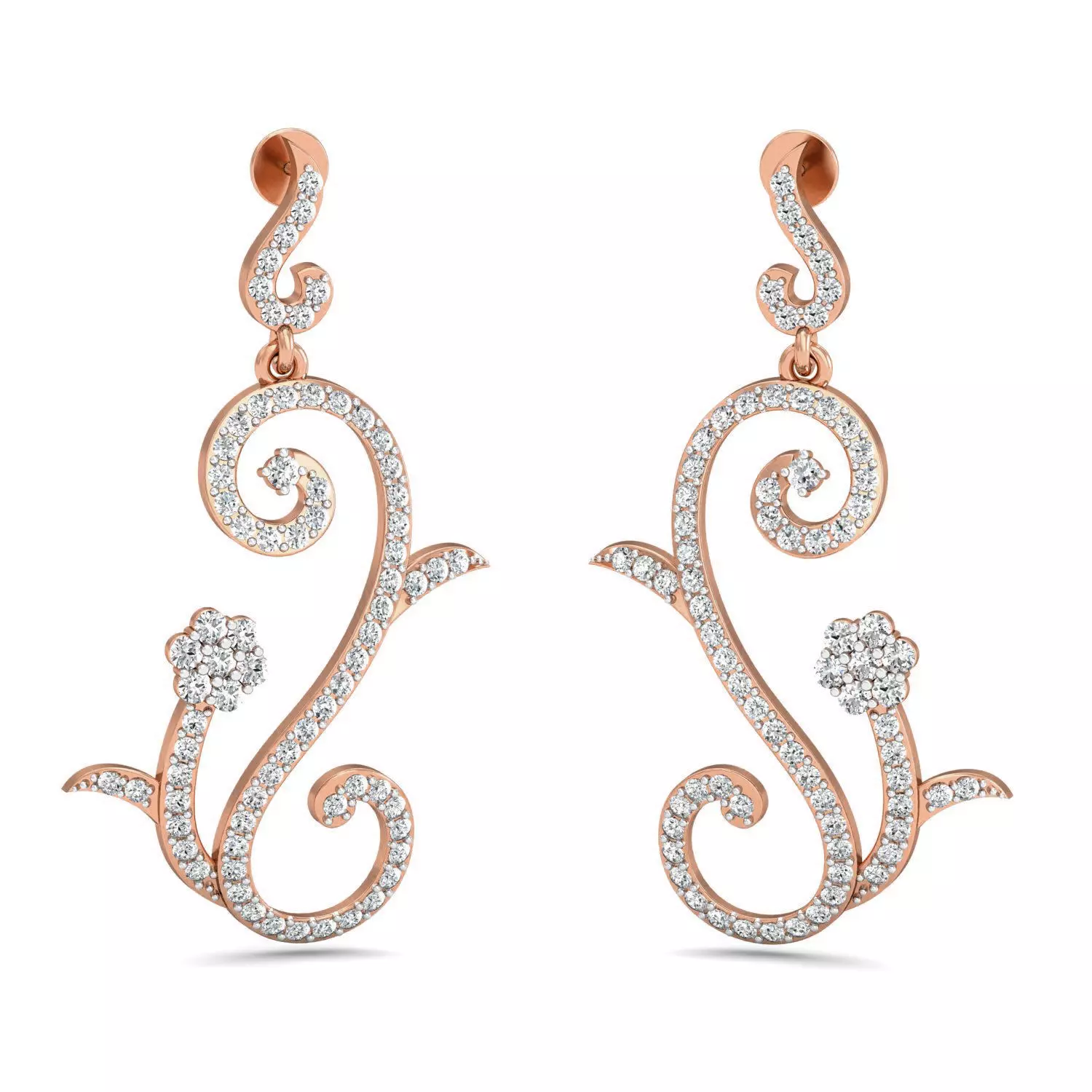 Women Long Earrings 3dm stl 3mf obj glb gltf render details 3D print model