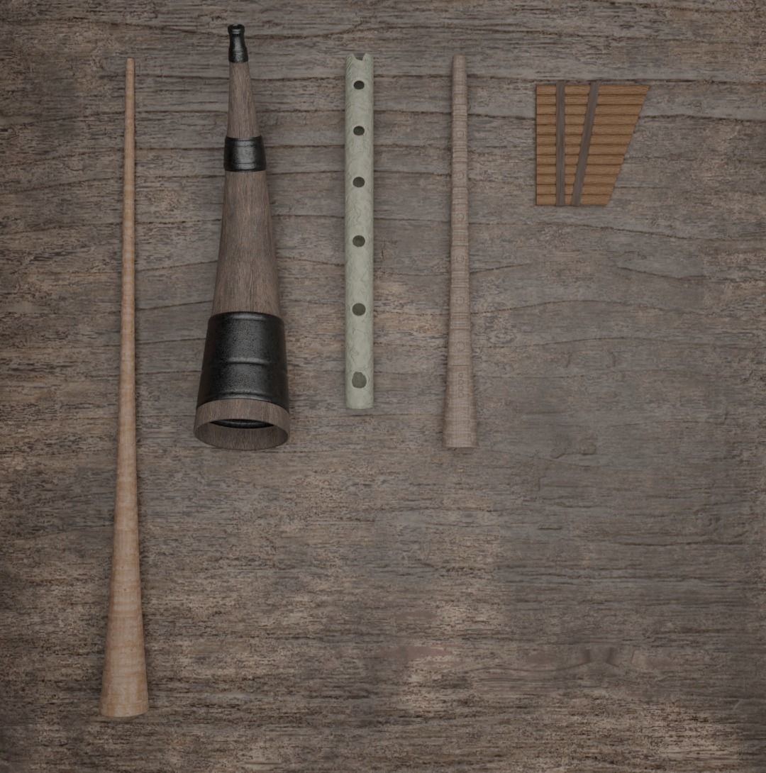 Viking Woodwind instruments 3D model_2