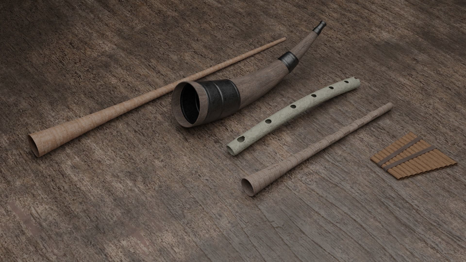 Viking Woodwind instruments 3D model_1