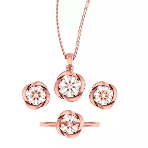 Ring earrings pendant Twist set