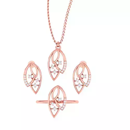 Ring earrings pendant gemstone leaf set