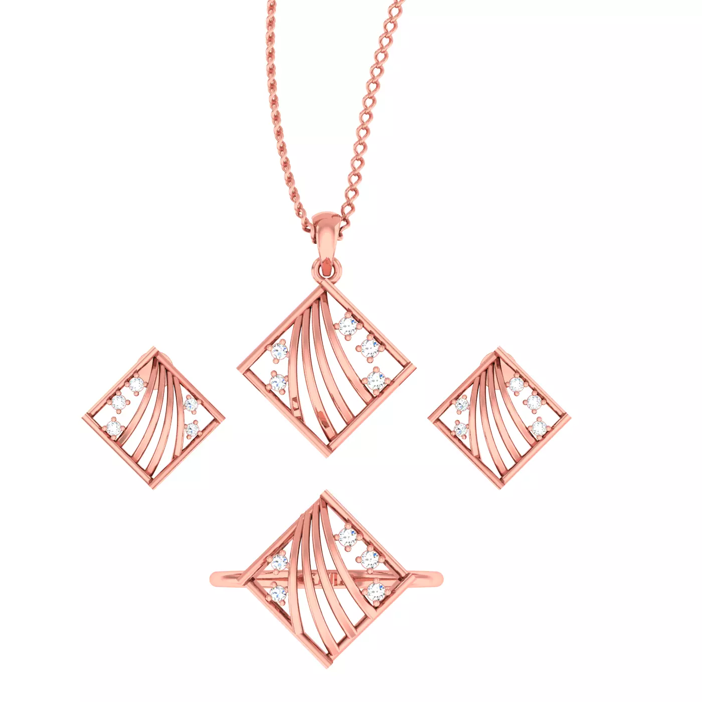 Ring earrings pendant wires set 3D print model