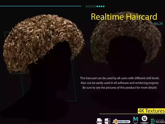 Realtime Haircard No26 Low-poly 3D model