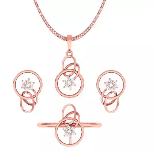 Ring earrings pendant circle  set