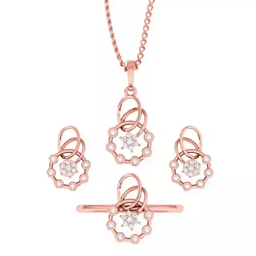 Ring earrings pendant round gemstone set