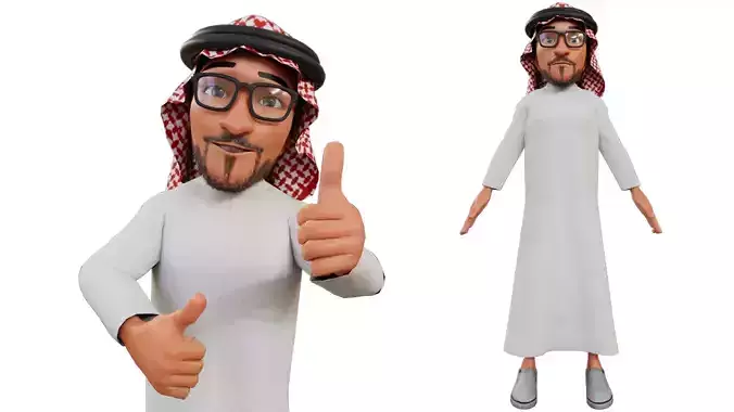 Arab man Rigged Character 3d Model  Low-poly 3D model