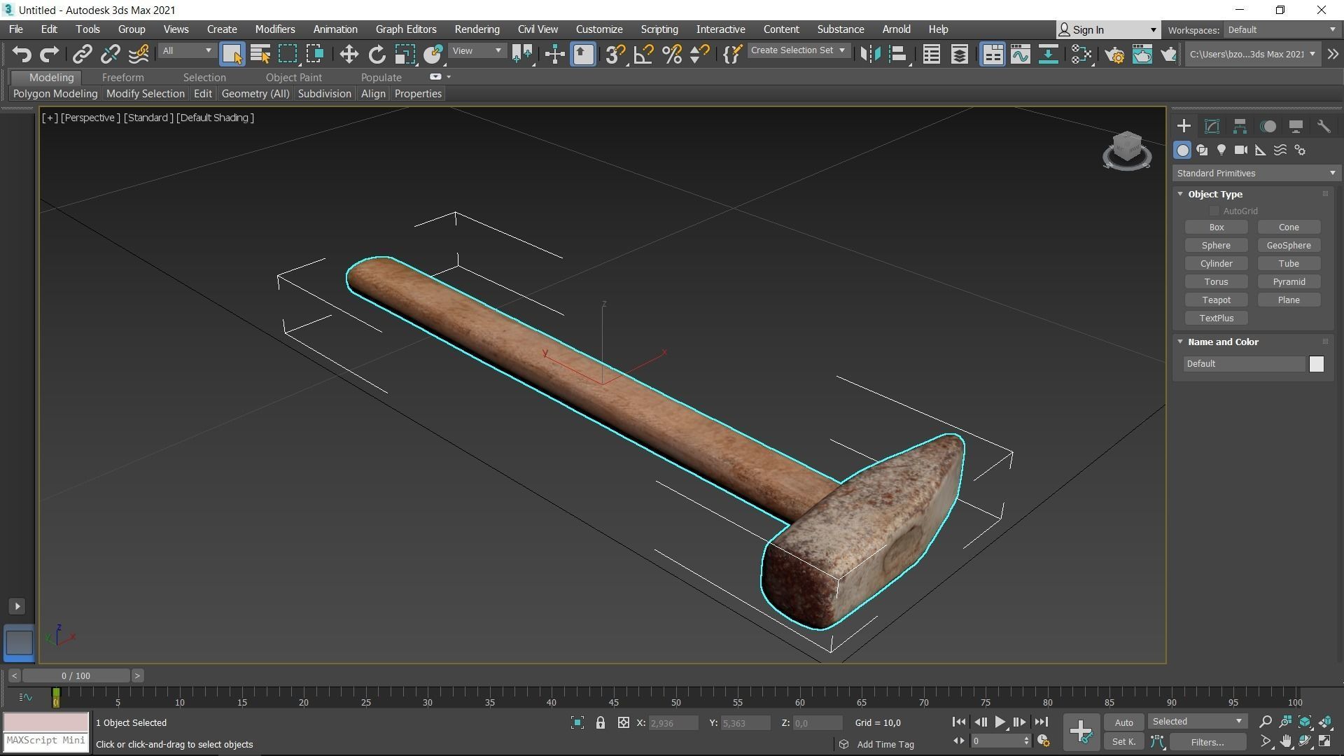 Iron Hammer Tool Scan Low-poly 3D model_13